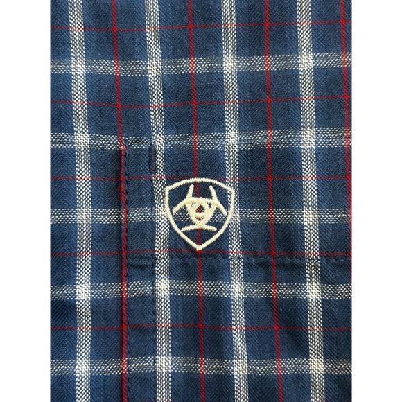 Ariat Pro Series Fitted Stretch Button Down Shirt Mens Blue Plaid XL Western - Picture 4 of 9